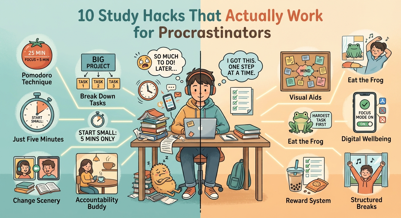 10 Study Hacks That Actually Work for Procrastinators - Illustration 1